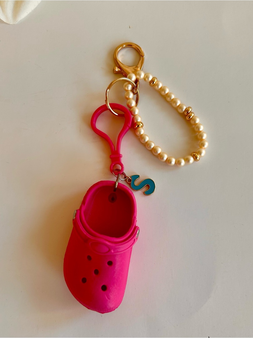 Bag charm key ring key chain Croc bracelet with initial